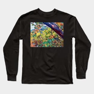 Abstract tree and autumn leaves Long Sleeve T-Shirt